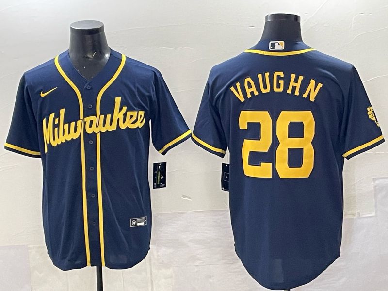 Men Milwaukee Brewers #28 Vaughn Drak Blue Nike MLB 2025 Jersey 01->milwaukee brewers->MLB Jersey